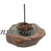 TrendBox Green Ceramic Handmade Rock-Shaped Artistic Incense Holder Burner Coil Oil Diffuser Lotus Ash Catcher Buddhist Water Lily Plate One Hole   